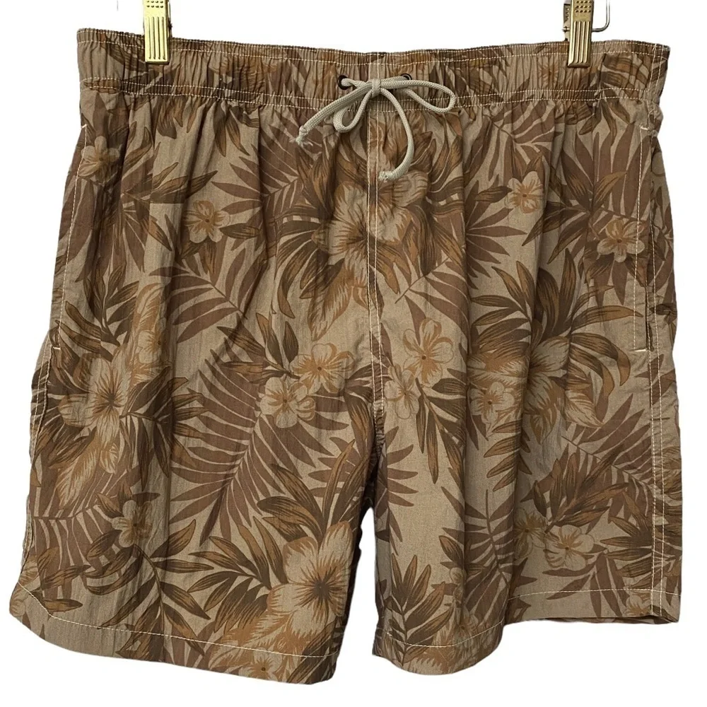 OVIESSE  Swim Trunks Medium Mens/ XXL Boys Brown Leaf